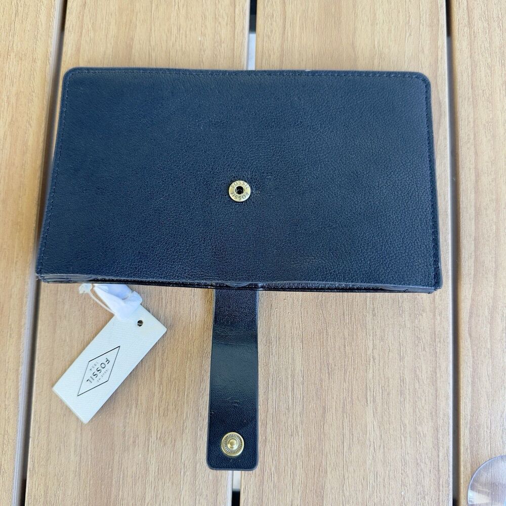 Fossil SL7556 Wallet Vale Leather Tab Wallet Black Organizer Clutch New - Picture 4 of 10